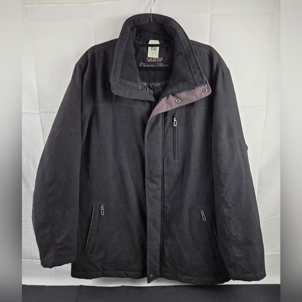Canda Coat Mens Size 60 Black Full Zip Inner Pocket No Hood